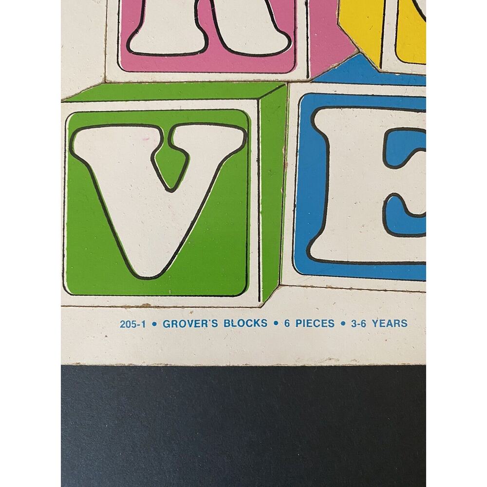 Vintage Playskool 1974 Sesame Street Grover Wooden Wood Puzzle Blocks Letters - Picture 5 of 9
